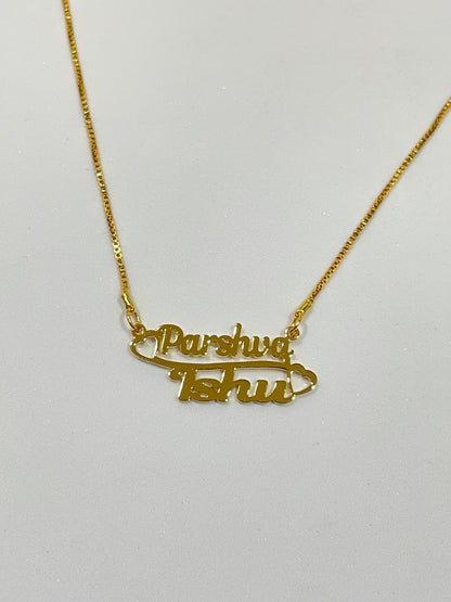 Couple Vintage Style Name Necklace