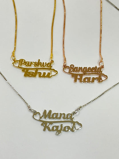 Couple Vintage Style Name Necklace