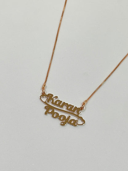 Couple Vintage Style Name Necklace